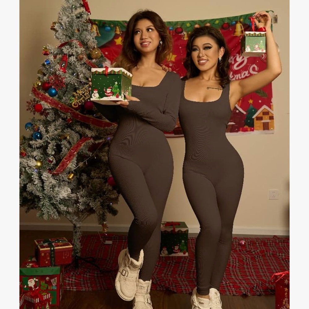 ✨3X25✨ OQQ Brand new Bodysuit coffee size S - Picture 2 of 4